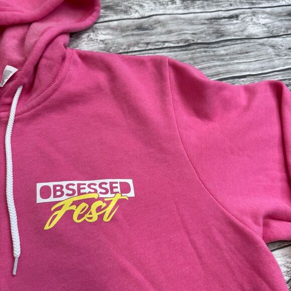 Bella + Canvas Women's 2023 Obsessed Fest Full Zipper Hoodie XL Extra Large Pink - Picture 9 of 16
